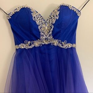 Alyce Paris Strapless Beaded Short Dress - Blue